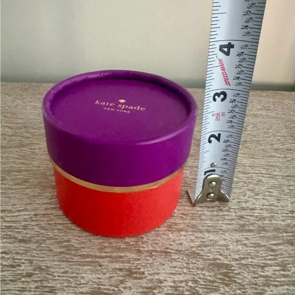 Kate Spade Round Gift Box, Purple and Red with Gold Accent. Jewelry Storage - Picture 4 of 5